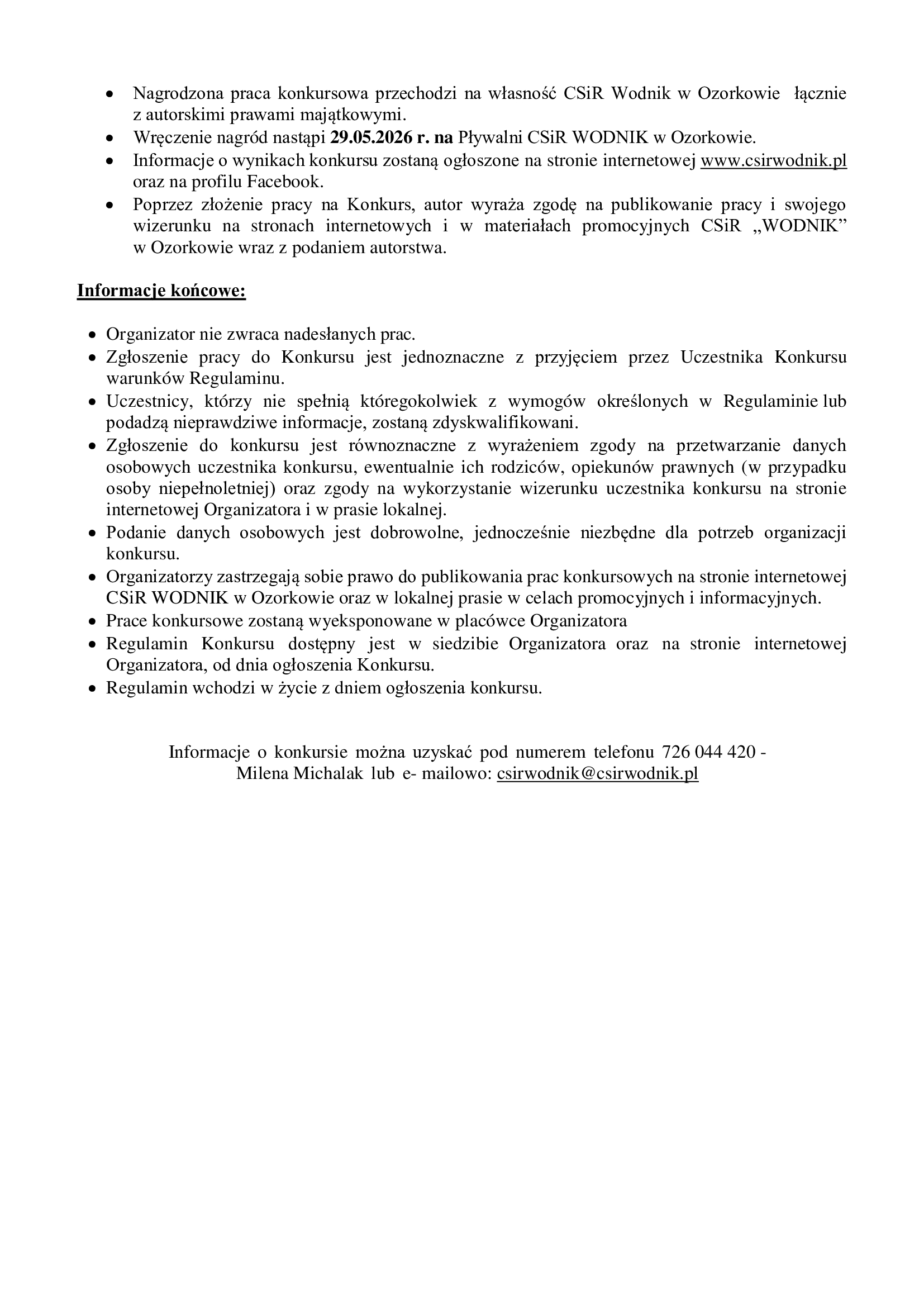 regulamin konkursu plastycznego 2