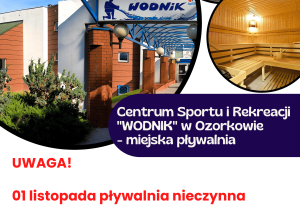 Zmiana godzin pracy pływalni w listopadzie.