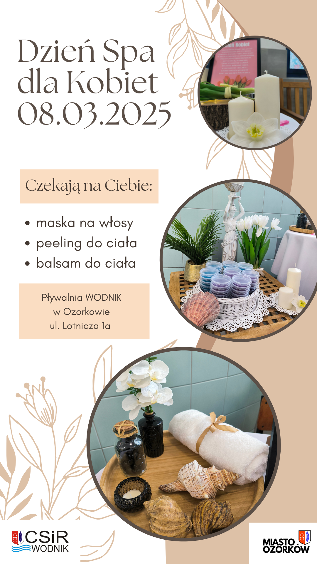 Plakat promujący dzień SPA dla Kobiet 08 marca 2025r. 