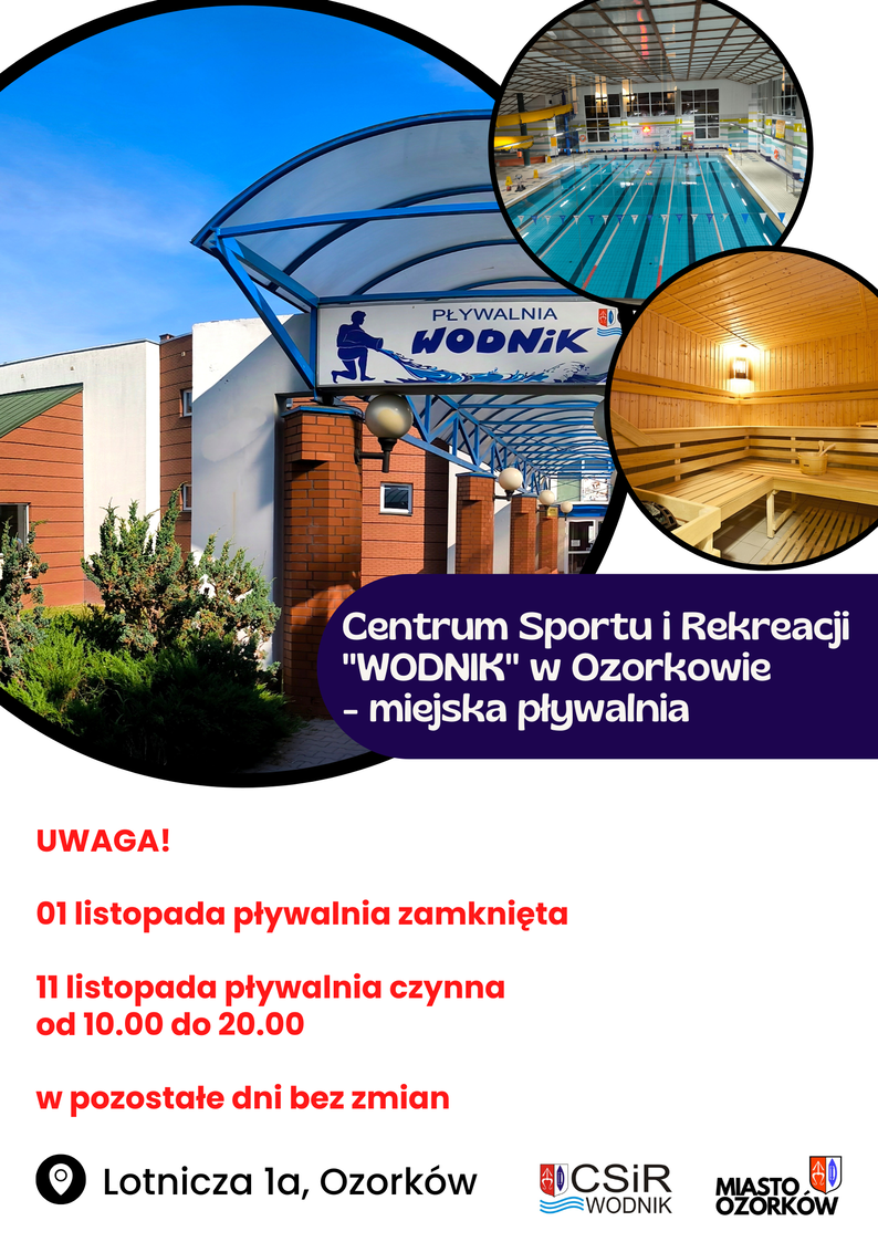praca pływalni w listopadzie