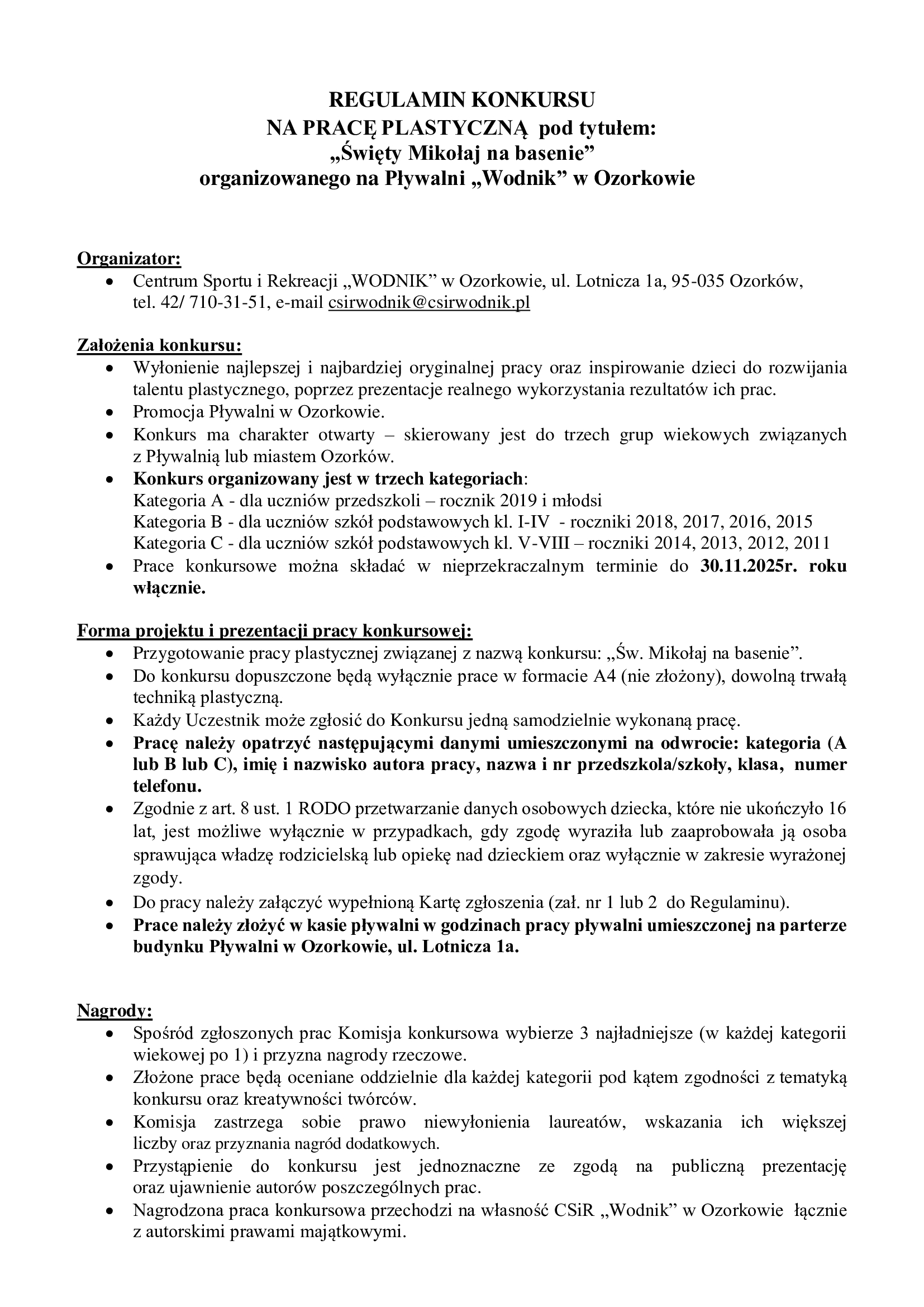 regulamin konkursu