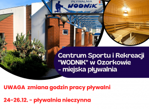 Aktualizacja pracy pływalni w grudniu.