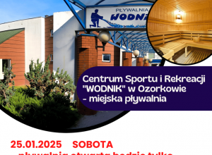 zmiana pracy pływalni 25 stycznia 2025r.